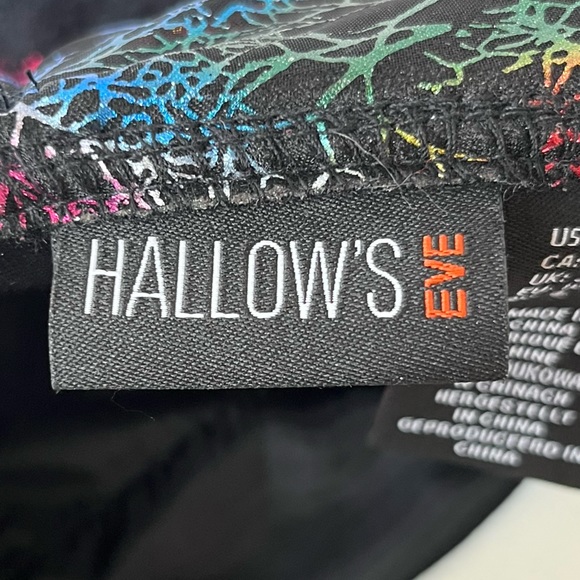 NWT Hallow’s Eve Costume Size XS (4) Witch Neon Sequins Velvety Tulle Black Goth - Picture 9 of 13